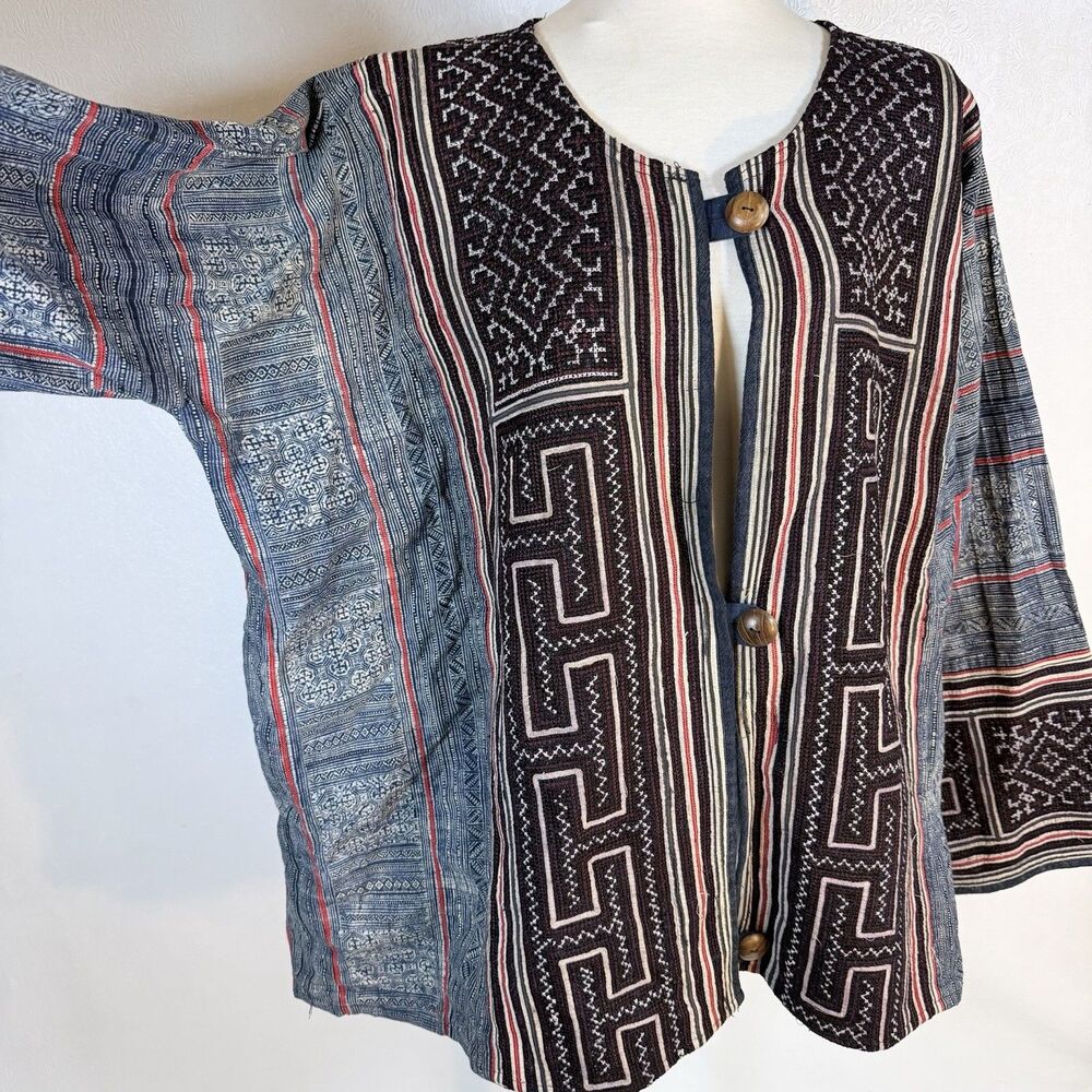 Vintage Hmong Handwoven Ethnic Jacket XL READ - Picture 4 of 13